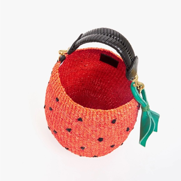 Clare V. Top Handle Hand Woven Strawberry Fruit Bag NWT Removable Handle - Picture 6 of 6